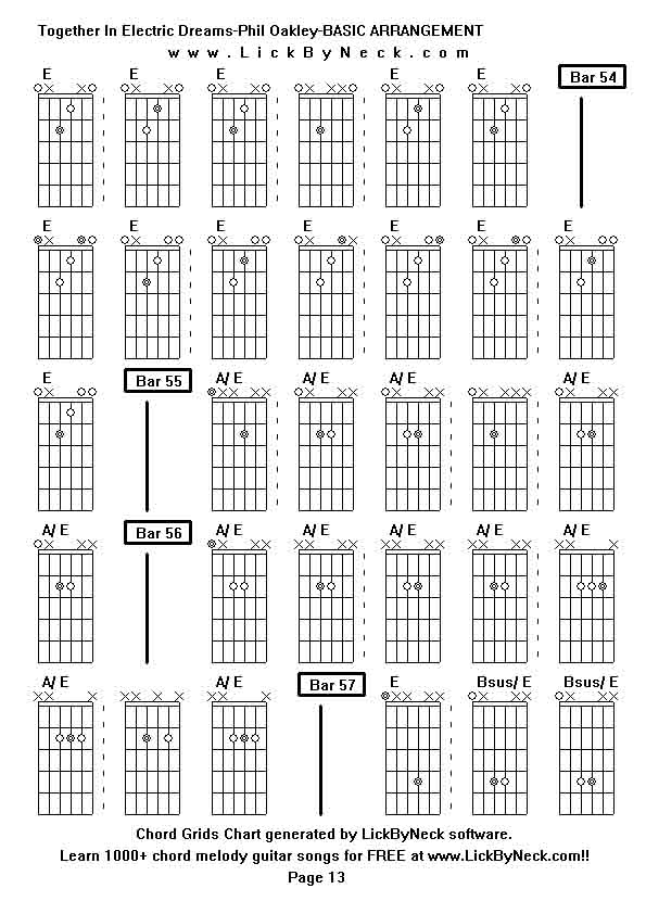 Chord Grids Chart of chord melody fingerstyle guitar song-Together In Electric Dreams-Phil Oakley-BASIC ARRANGEMENT,generated by LickByNeck software.